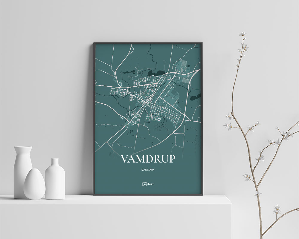 Vamdrup Plakaten Fuldt Kort Skovgrøn 70 100 Cm  B1