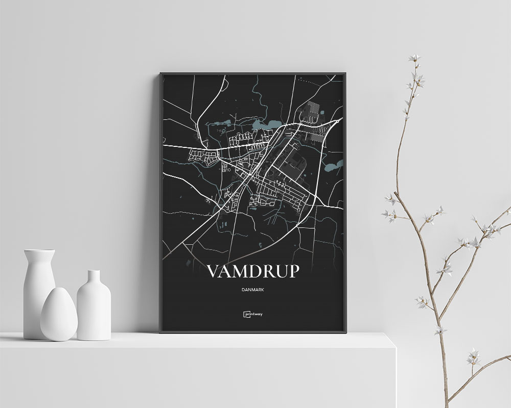 Vamdrup Plakaten Fuldt Kort Sort 70 100 Cm  B1