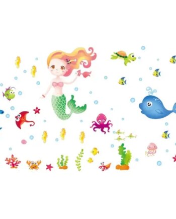 Wallsticker Med En Havfrue  Fisk Og Andre Sjove Havdyr