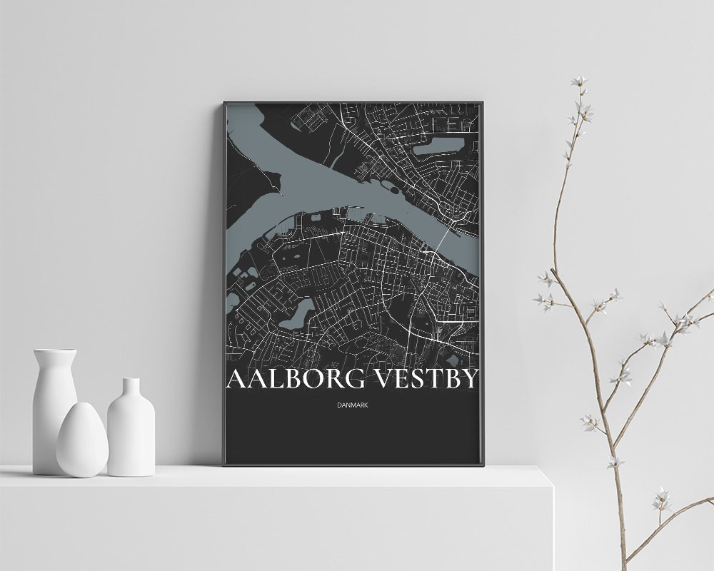 Aalborg Vestby Plakaten Fuldt Kort Sort 70 100 Cm  B1