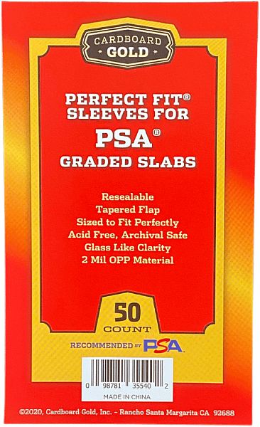 Cardboard Gold Perfect Fit Sleeves For Psa Slabs  Psa Logo  Pack  Box Med 50 Stk  Lommer Til Gradede Kort