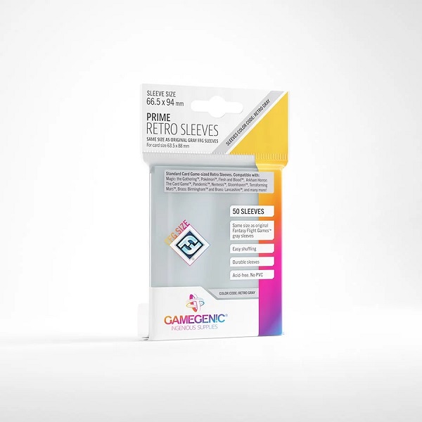 Gamegenic Prime Retro Sleeves Clear  Transparent   50 Kortlommer
