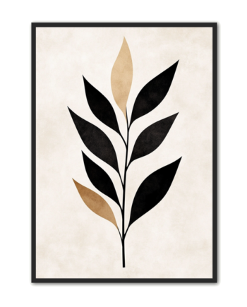 Minimalistisk Plakat 86 Botanisk Simpelhed   Sort Og Beige