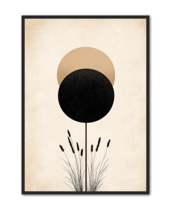 Minimalistisk Plakat 109 Korn Og Geometri   Sort Og Beige