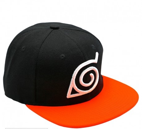 Naruto Shippuden Black   Orange Konoha Snapback Cap