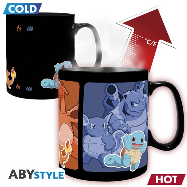 Pokemon Heat Change Mug Gotta Catch  Apos Em All   Kanto Starters  460ml