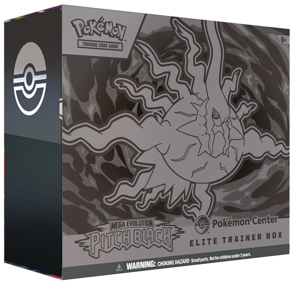 Pokemon Mega Evolution: Pitch Black Pokemon Center Elite Trainer Box  Mega Darkrai Zarude  Boks Med 11 Boosters  Promokort   Tilbehør