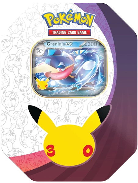 Pokemon Tin Kasse: 2026 Fall: Greninja Ex Mega Evolution: 30th Celebration Collector Tin Box Boosters