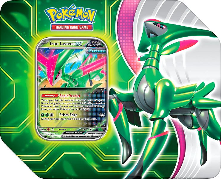 Pokemon Tin Kasse 2024 Wave Spring Usa Version : Iron Leaves Ex Future Virizion Paradox Clash Collector Tin Box Boosters