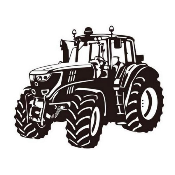 Stor Og Flot Traktor Wallsticker  Sort  37x56cm