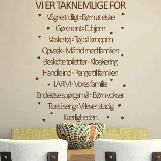 Taknemlige For Wallsticker