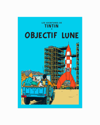 Tintin Plakat  Objectif Lune  1953