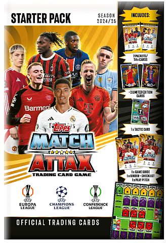 Topps Match Attax Match Attax 2024 2025: Uefa Champions League Starter Pack Starters 195 166 Med Boosters Mappe Og Mere
