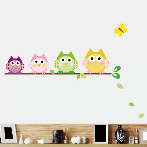 Ugler På Gren Wallsticker