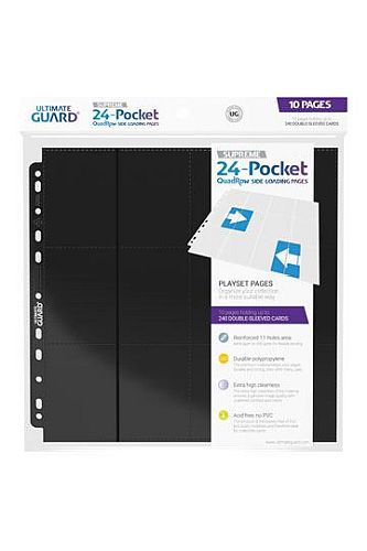 Ultimate Guard 24-pocket Pages  Mappelommer Til Ringbind 11 Huller  Side-loading Standard Size Black  Sort   10